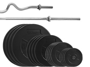 Zestaw 96kg (4x10 kg 4x5 kg 4x2,5 kg 4x1,25 kg) Obciążenie bitumiczne 29mm +  2xgryf