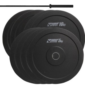 ZESTAW 120KG OBCIĄŻENIE OLIMPIJSKIE BUMPER + GRYF - HRD System