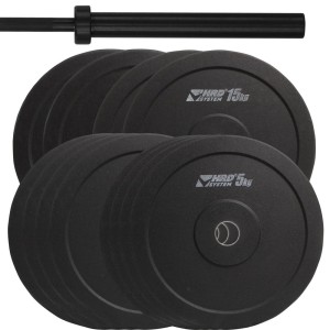 ZESTAW 150KG OBCIĄŻENIE OLIMPIJSKIE BUMPER + GRYF - HRD System