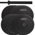 ZESTAW 180KG OBCIĄŻENIE OLIMPIJSKIE BUMPER + GRYF - HRD System