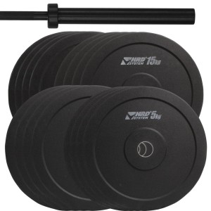 ZESTAW 220KG OBCIĄŻENIE OLIMPIJSKIE BUMPER + GRYF - HRD System