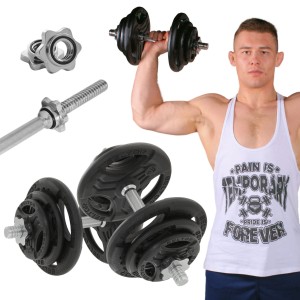 Regulowane hantle żeliwne 2x20kg + zaciski - Beltor