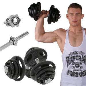 Regulowane hantle żeliwne 2x10kg + zaciski - Beltor