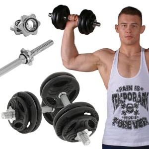 Regulowane hantle żeliwne 2x15kg + zaciski - Beltor