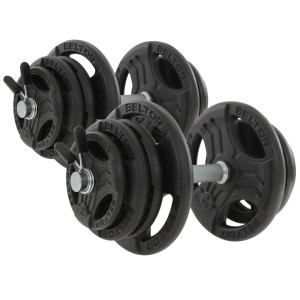 Regulowane hantle żeliwne 2x25kg + zaciski motylkowe - Beltor