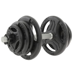 Regulowana hantla żeliwna 25kg + zaciski szczękowe czarne - Beltor