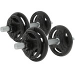 Regulowane hantle żeliwne 2x10kg + zaciski szczękowe czarne - Beltor