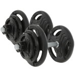 Regulowane hantle żeliwne 2x20kg + zaciski szczękowe czarne - Beltor