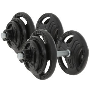 Regulowane hantle żeliwne 2x20kg + zaciski szczękowe czarne - Beltor