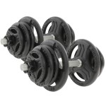 Regulowane hantle żeliwne 2x25kg + zaciski szczękowe czarne - Beltor