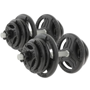 Regulowane hantle żeliwne 2x25kg + zaciski szczękowe czarne - Beltor