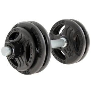 Regulowana hantla żeliwna 15kg + zaciski szczękowe czarne - Beltor