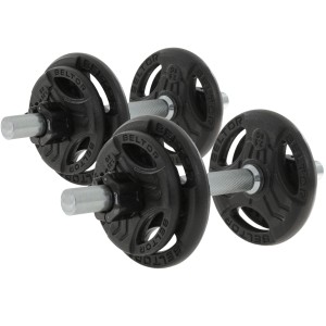 Regulowane hantle żeliwne 2x10kg + zaciski szczękowe czarne - Beltor