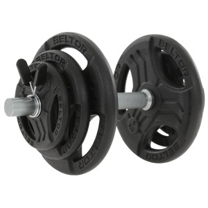 Regulowana hantla żeliwna 20kg + zaciski motylkowe czarne - Beltor