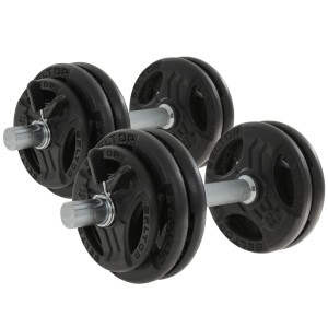 Regulowane hantle żeliwne 2x15kg + zaciski motylkowe czarne - Beltor