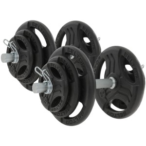 Regulowane hantle żeliwne 2x20kg + zaciski sprężynowe - Beltor