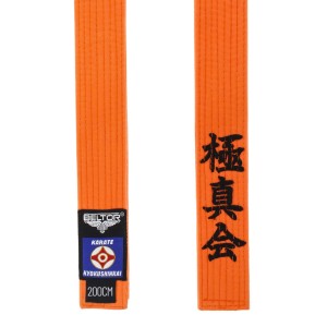 POMARAŃCZOWY PAS KARATE KYOKUSHINKAI Z HAFTEM DO KIMONA KARATEGI - BELTOR
