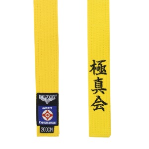 ŻÓŁTY PAS KARATE KYOKUSHINKAI Z HAFTEM DO KIMONA KARATEGI - BELTOR