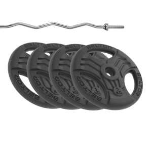 Zestaw 26kg Obciążenie FastGrip 26mm + gryf 25mm (4x5 kg + gryf łamany lekko)