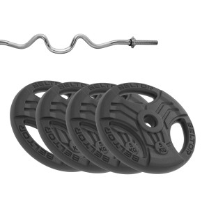 Zestaw 27kg Obciążenie FastGrip 29mm + gryf 28mm (4x5 kg + gryf łamany mocno)