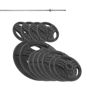 Zestaw 60kg Obciążenie FastGrip 29mm + gryf 28mm (2x 10kg, 4x5 kg, 2x2,5kg , 4x1,25kg + gryf prosty 180cm)