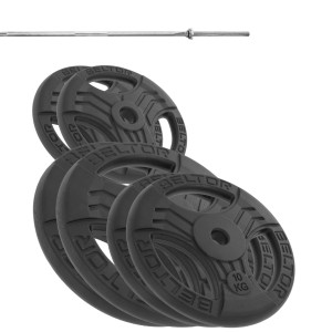 Zestaw 80kg Obciążenie FastGrip 29mm + gryf 28mm (2x20kg. 2x 10kg, 2x5kg + gryf prosty 180cm)