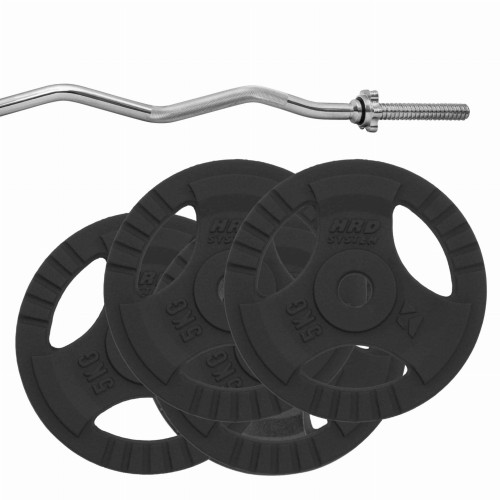 Zestaw obciążenia 20kg żeliwne czarne kierownica Gryf lekko łamany