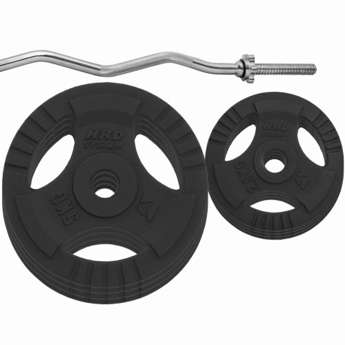 zestaw 30kg obciążenie żeliwne czarne kierownica Gryf łamany pojedynczo