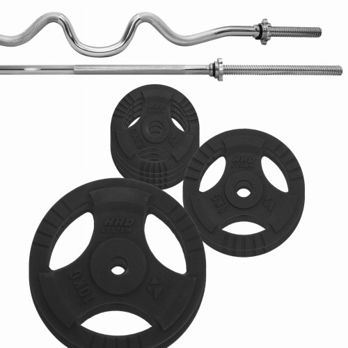 zestaw 40kg obciążenie żeliwne kierownica czarne Gryf łamany max Gryf prosty 180cm