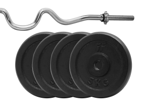 Zestaw obciążenie żeliwne pełne 26kg (4x5kg) 29mm + Gryf max łamany