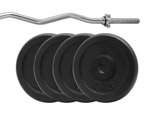 Zestaw obciążenie żeliwne pełne 26kg (4x5kg) 29mm + Gryf lekko łamany