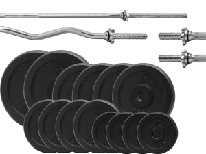 Zestaw obciążenie żeliwne pełne 75kg (2x10kg, 4x5kg, 4x2,5kg, 4x1,25kg) 29mm + 4 Gryfy