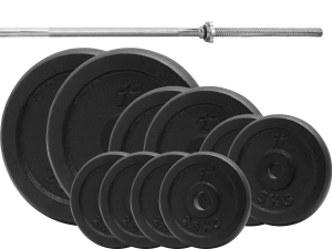 Zestaw obciążenie żeliwne pełne 90kg (2x20kg, 2x10kg, 2x5kg, 4x2,5kg) 29mm + Gryf 180cm