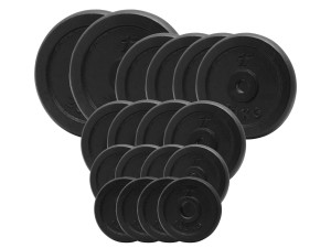 Obciążenie żeliwne pełne 29mm. Zestaw 115kg. (4x1,25,4x2,5, 4x5, 4x10, 2x20)